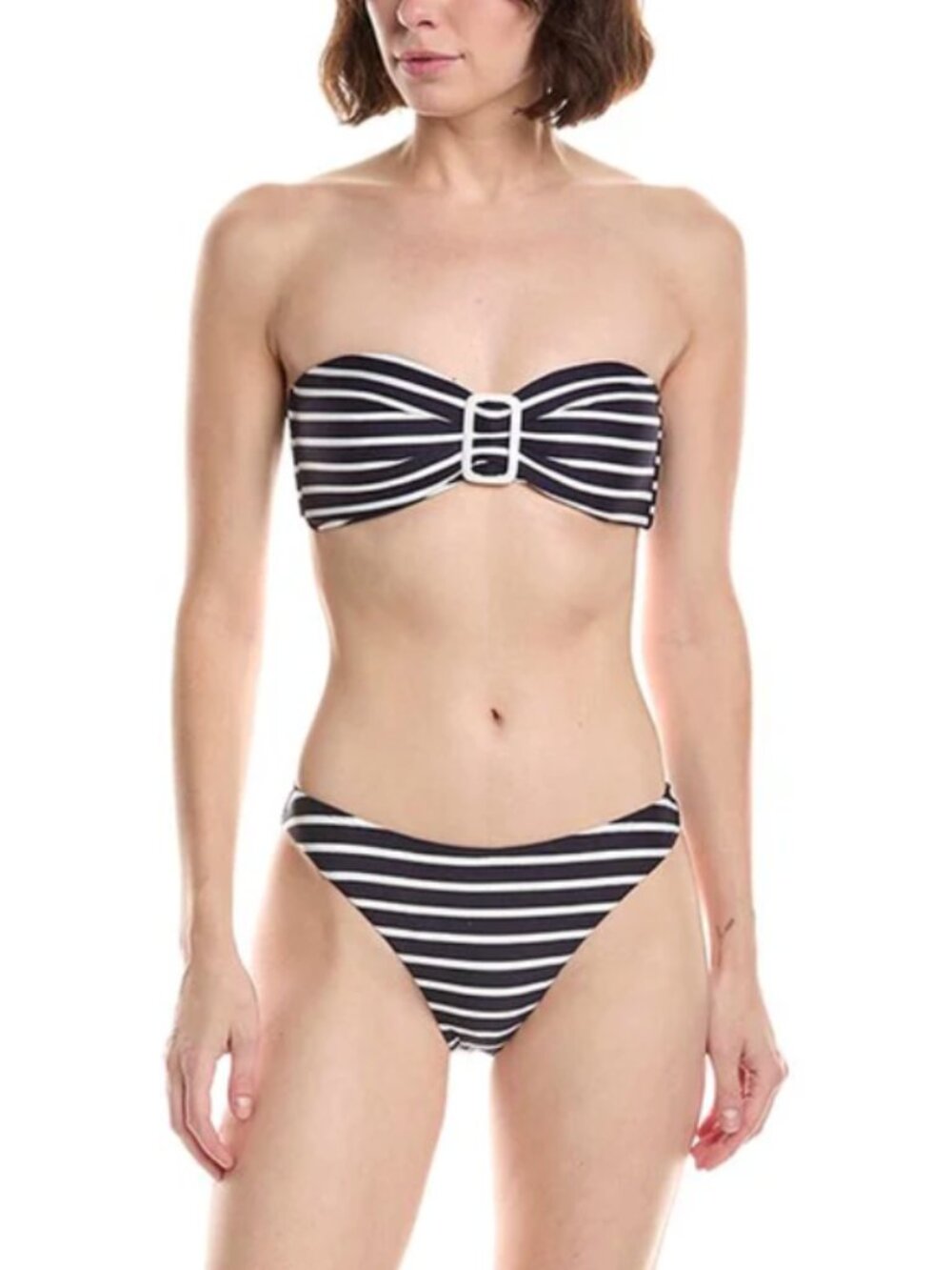 Milly Margot Bandeau Bikini Set (Navy White Stripe) - Size Small/Medium